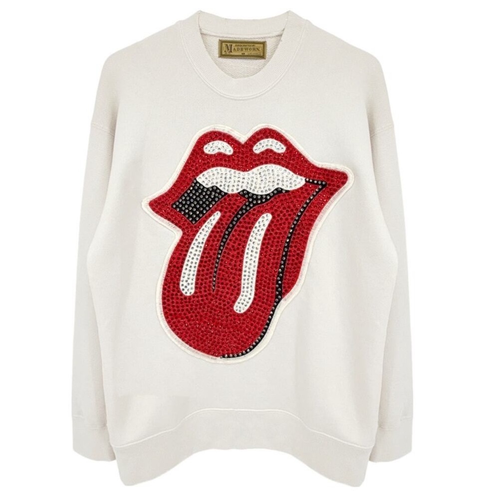 STUNNING CRYSTALS White Sweatshirt with Red and Black Graphic !!